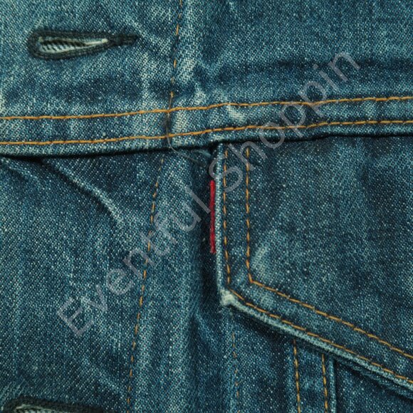 Vintage Levis Type 3 Trucker Jacket Mens M Blue Big E Worn Thrashed 1960s III - Picture 5 of 9